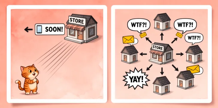 Visita a la tienda vs. envío de spam